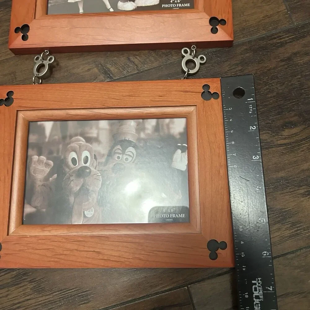 Disney Mickey 3 Wood Picture Hanging Frames 4x6 Parks Photo Frame Wall Decor